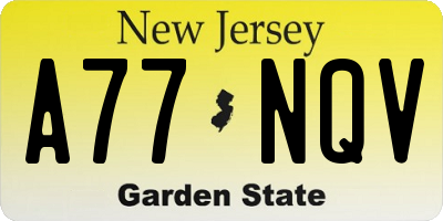 NJ license plate A77NQV
