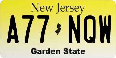 NJ license plate A77NQW