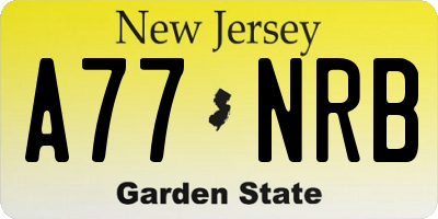 NJ license plate A77NRB