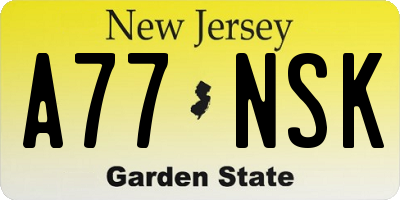 NJ license plate A77NSK