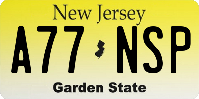 NJ license plate A77NSP