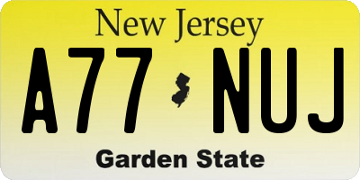 NJ license plate A77NUJ