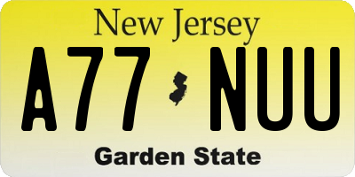 NJ license plate A77NUU