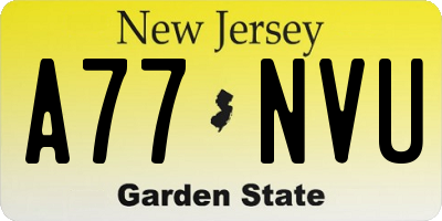 NJ license plate A77NVU