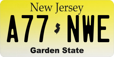 NJ license plate A77NWE