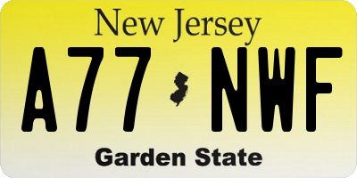 NJ license plate A77NWF