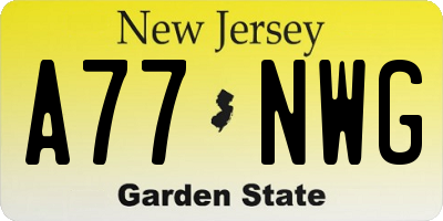 NJ license plate A77NWG