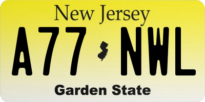 NJ license plate A77NWL