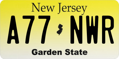 NJ license plate A77NWR