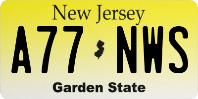 NJ license plate A77NWS