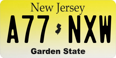 NJ license plate A77NXW
