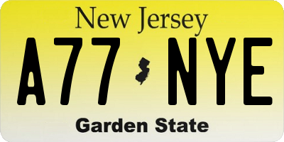 NJ license plate A77NYE