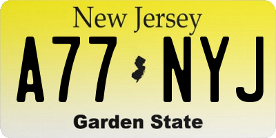 NJ license plate A77NYJ