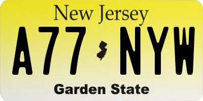 NJ license plate A77NYW