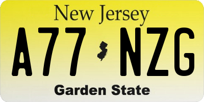 NJ license plate A77NZG