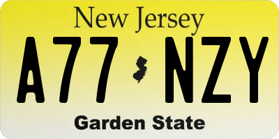 NJ license plate A77NZY