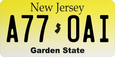NJ license plate A77OAI