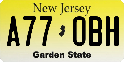 NJ license plate A77OBH