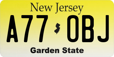 NJ license plate A77OBJ