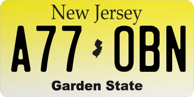 NJ license plate A77OBN
