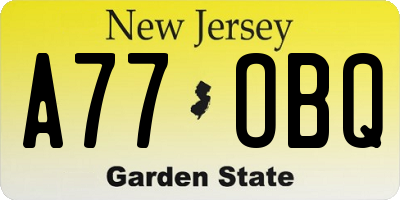 NJ license plate A77OBQ