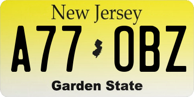 NJ license plate A77OBZ