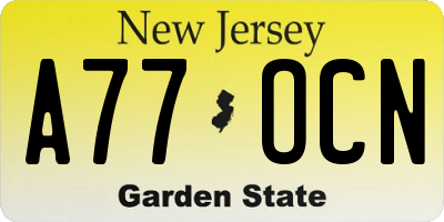 NJ license plate A77OCN