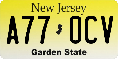 NJ license plate A77OCV
