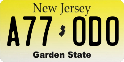 NJ license plate A77ODO