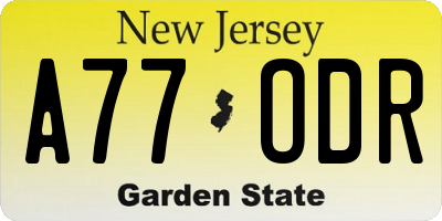 NJ license plate A77ODR
