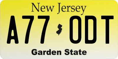 NJ license plate A77ODT