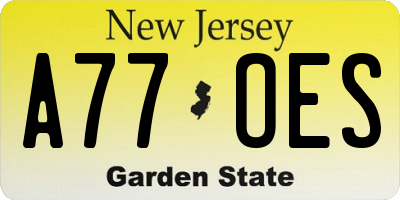 NJ license plate A77OES