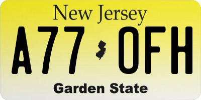 NJ license plate A77OFH