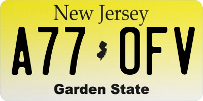 NJ license plate A77OFV