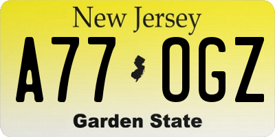 NJ license plate A77OGZ