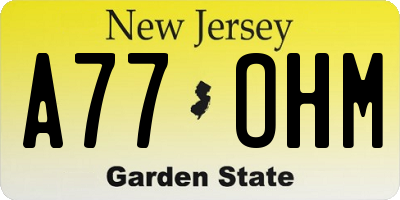NJ license plate A77OHM