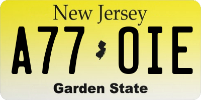 NJ license plate A77OIE