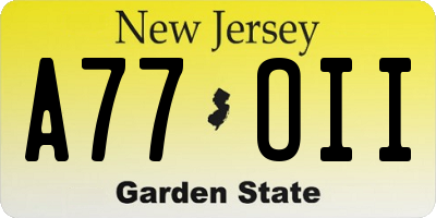 NJ license plate A77OII