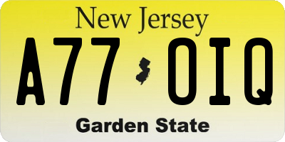 NJ license plate A77OIQ