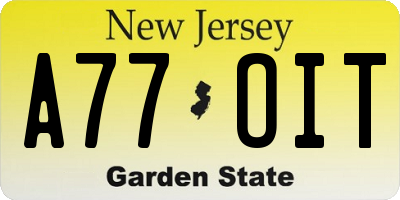 NJ license plate A77OIT