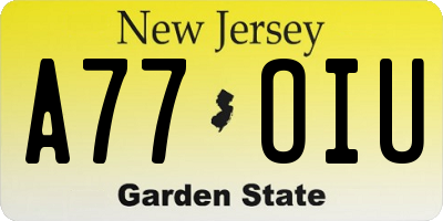 NJ license plate A77OIU