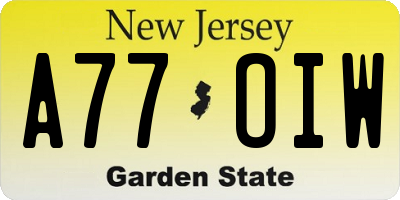 NJ license plate A77OIW