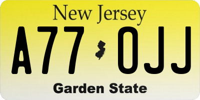 NJ license plate A77OJJ