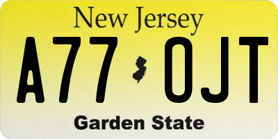 NJ license plate A77OJT