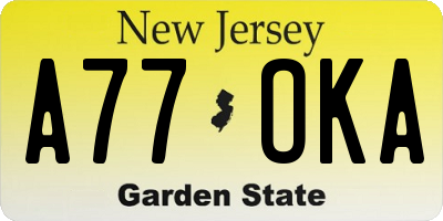 NJ license plate A77OKA