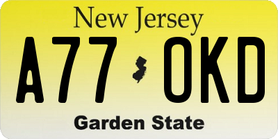 NJ license plate A77OKD