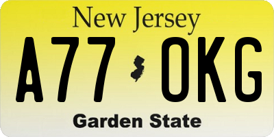 NJ license plate A77OKG