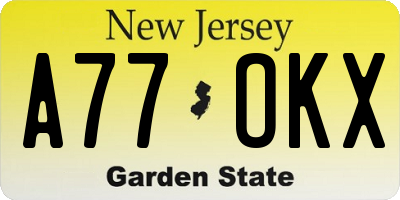 NJ license plate A77OKX