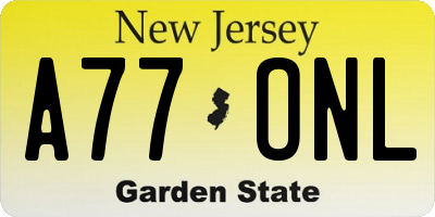 NJ license plate A77ONL