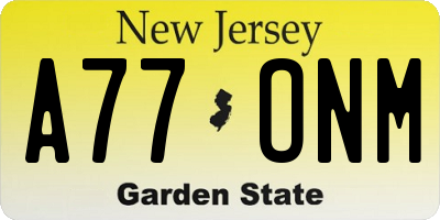 NJ license plate A77ONM